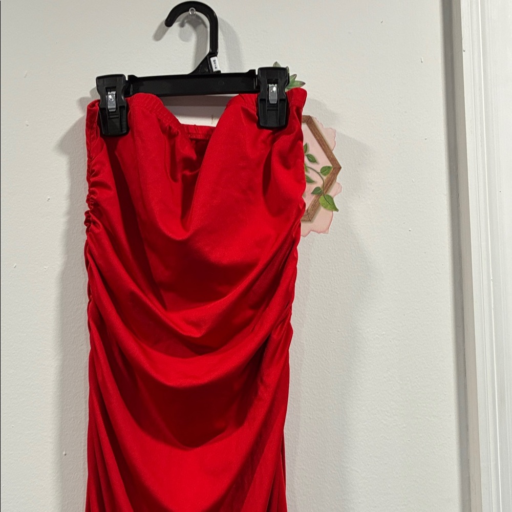 Elegant Red Draped Dress